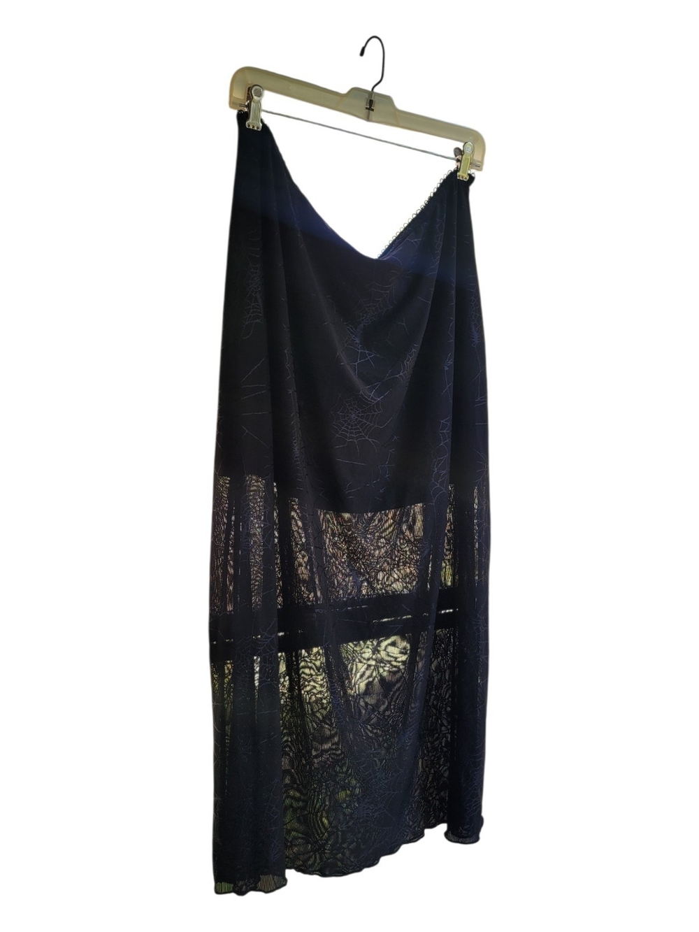 Womens Forest Ink Spider Web Maxi Skirt Mesh Gothic